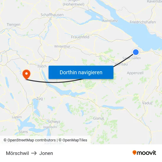Mörschwil to Jonen map