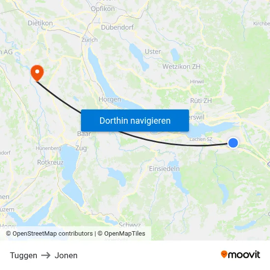 Tuggen to Jonen map