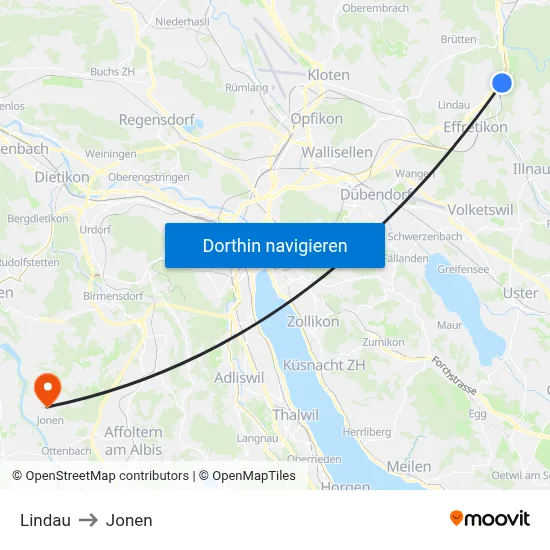 Lindau to Jonen map