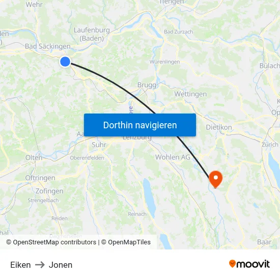 Eiken to Jonen map