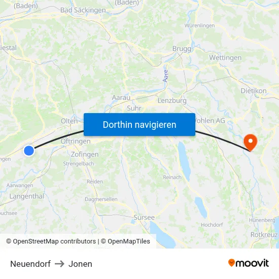 Neuendorf to Jonen map
