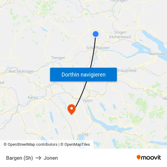 Bargen (Sh) to Jonen map