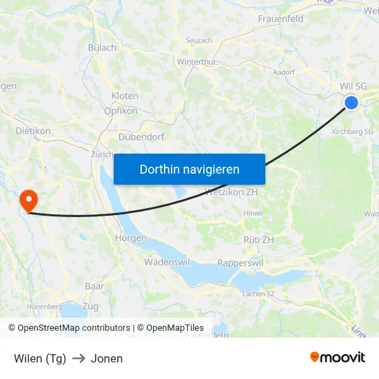 Wilen (Tg) to Jonen map