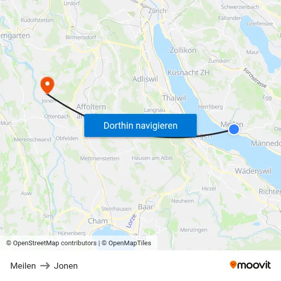 Meilen to Jonen map
