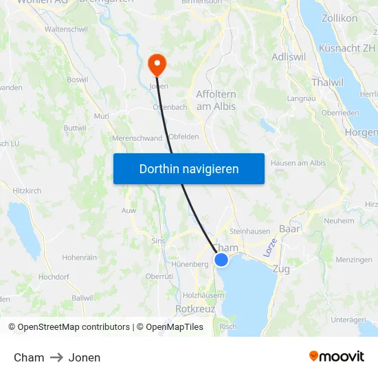 Cham to Jonen map