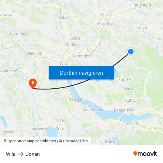 Wila to Jonen map