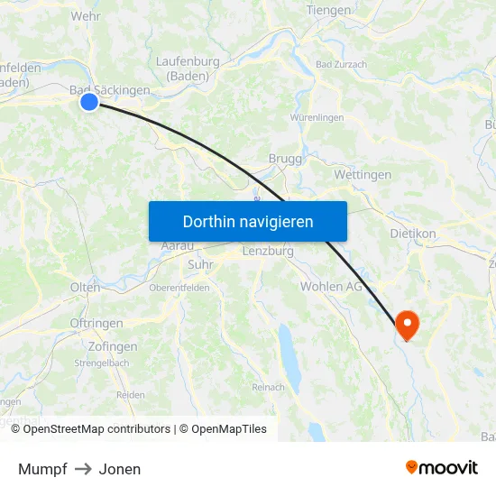Mumpf to Jonen map
