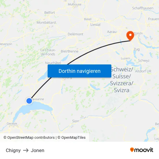 Chigny to Jonen map