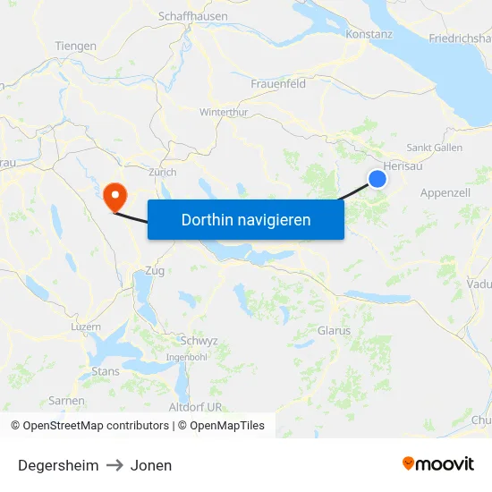Degersheim to Jonen map