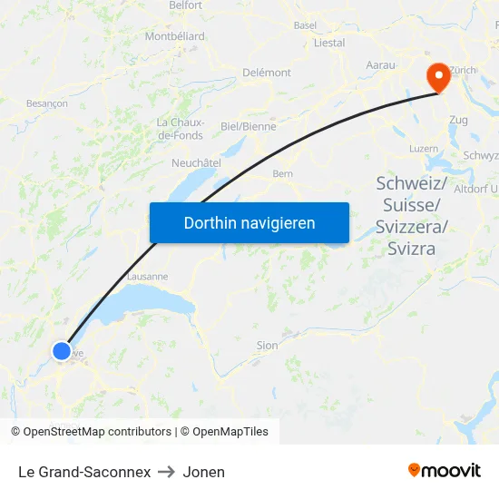 Le Grand-Saconnex to Jonen map