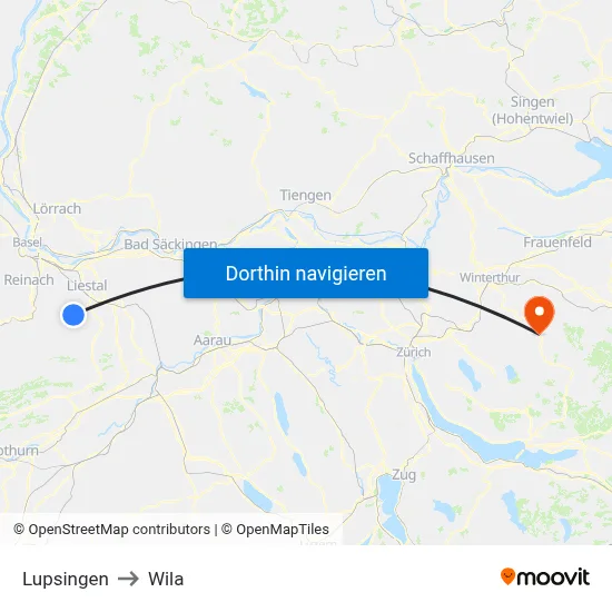 Lupsingen to Wila map