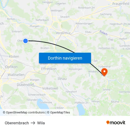 Oberembrach to Wila map
