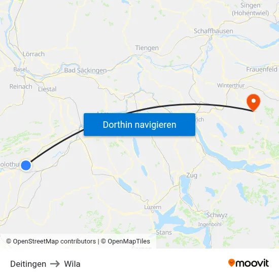 Deitingen to Wila map
