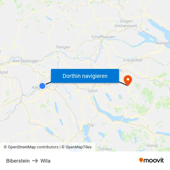 Biberstein to Wila map