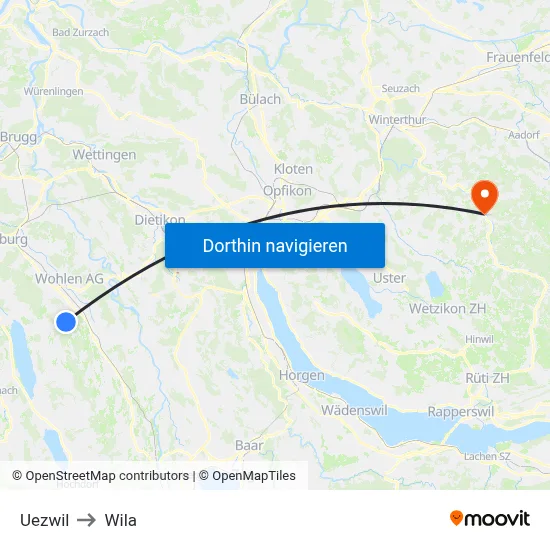 Uezwil to Wila map