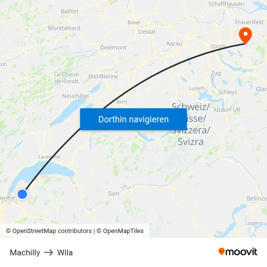 Machilly to Wila map