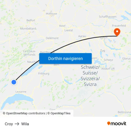 Croy to Wila map