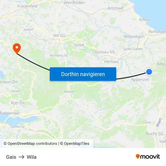 Gais to Wila map