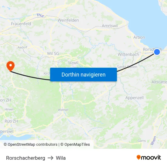 Rorschacherberg to Wila map