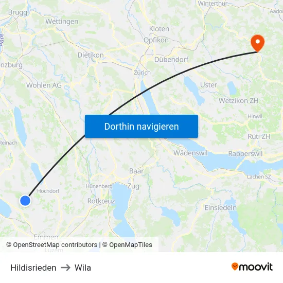Hildisrieden to Wila map