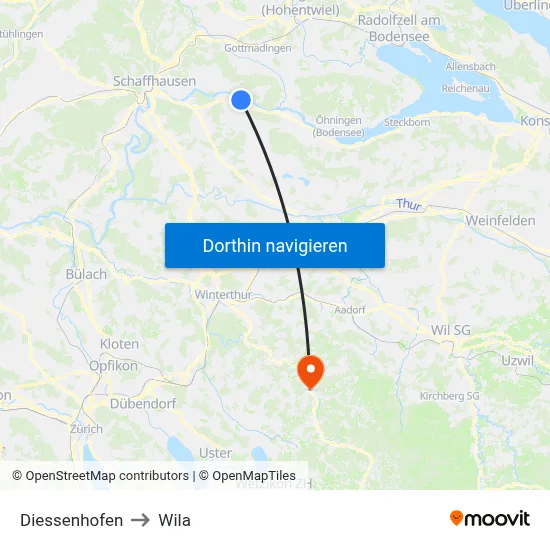 Diessenhofen to Wila map