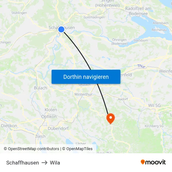 Schaffhausen to Wila map