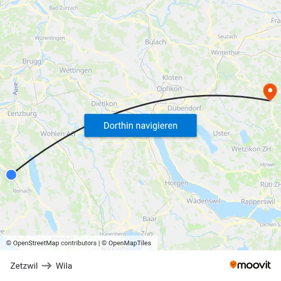 Zetzwil to Wila map