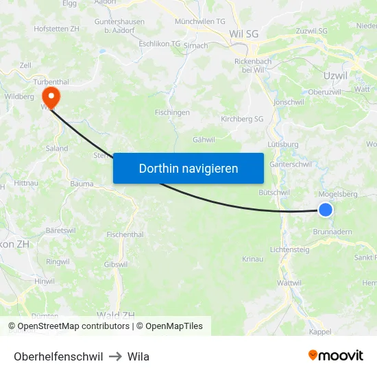 Oberhelfenschwil to Wila map