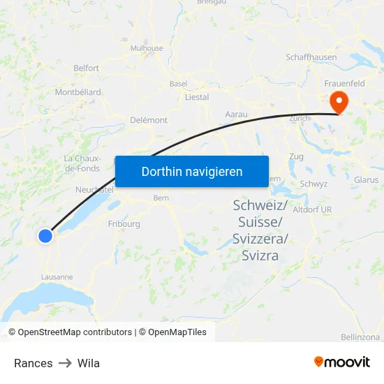 Rances to Wila map