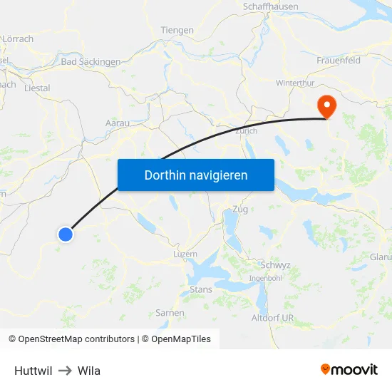 Huttwil to Wila map