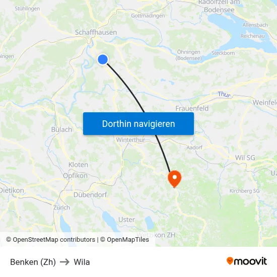 Benken (Zh) to Wila map