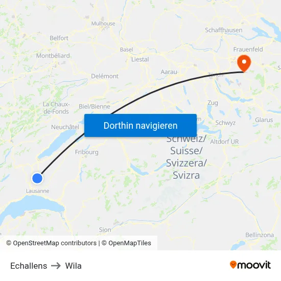 Echallens to Wila map