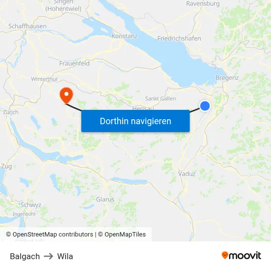 Balgach to Wila map