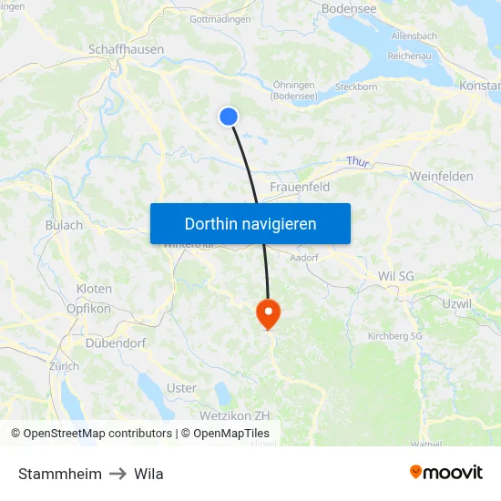 Stammheim to Wila map