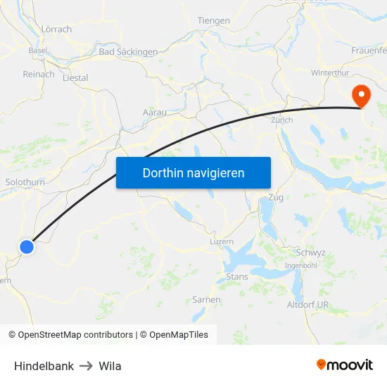 Hindelbank to Wila map