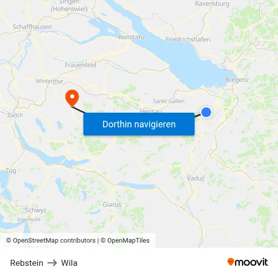 Rebstein to Wila map