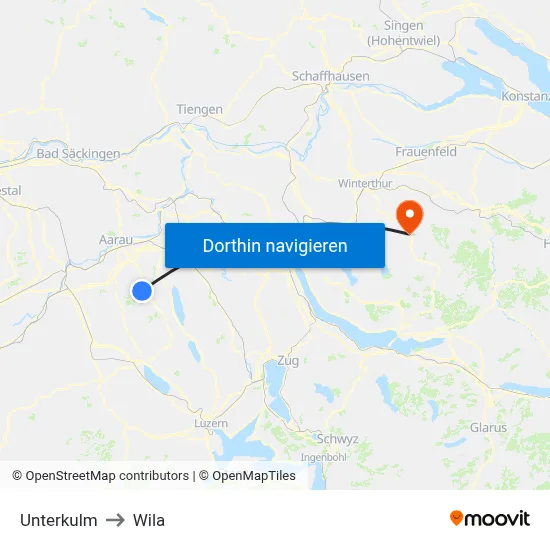 Unterkulm to Wila map
