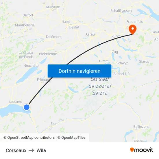 Corseaux to Wila map