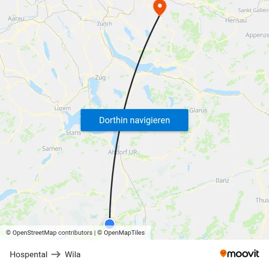 Hospental to Wila map