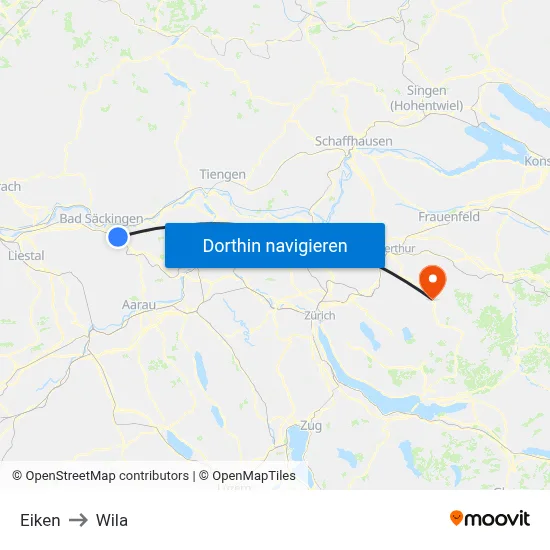 Eiken to Wila map