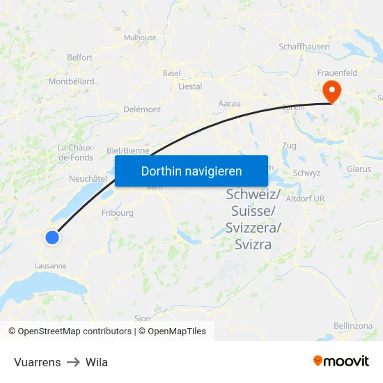 Vuarrens to Wila map