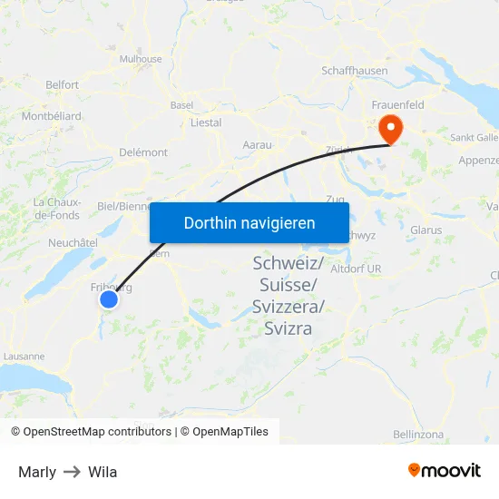 Marly to Wila map
