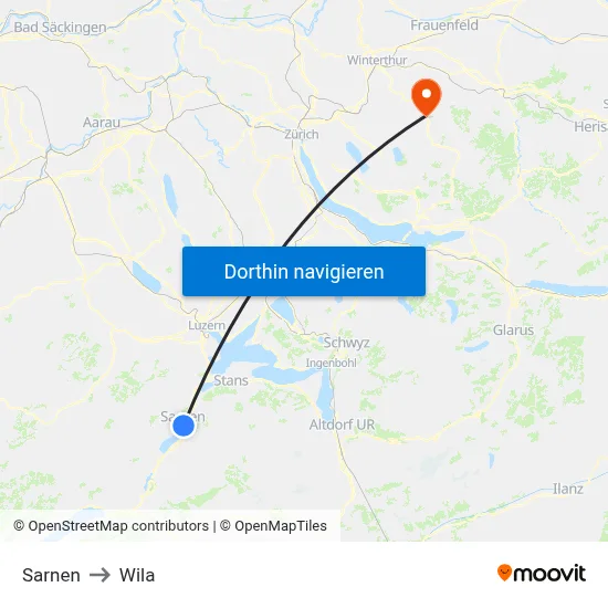 Sarnen to Wila map