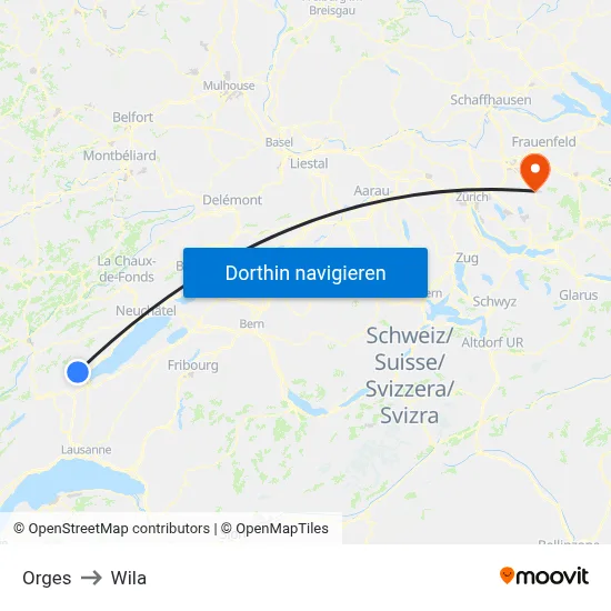 Orges to Wila map