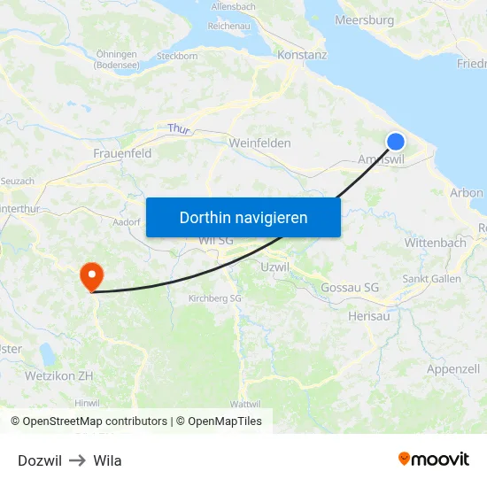 Dozwil to Wila map
