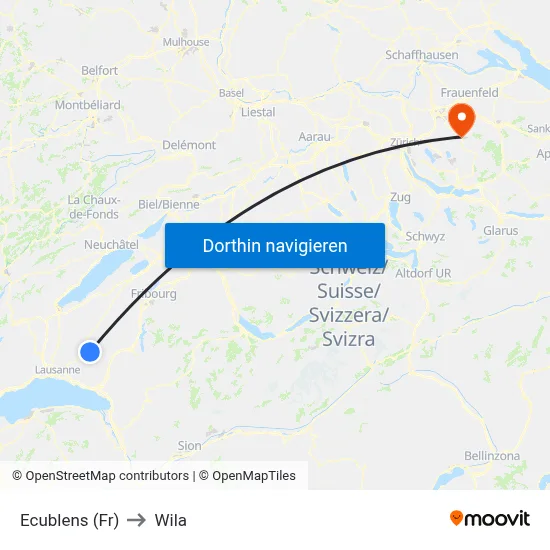 Ecublens (Fr) to Wila map