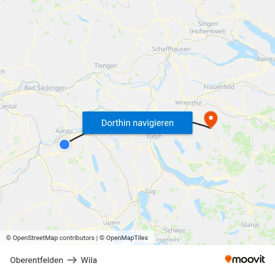 Oberentfelden to Wila map