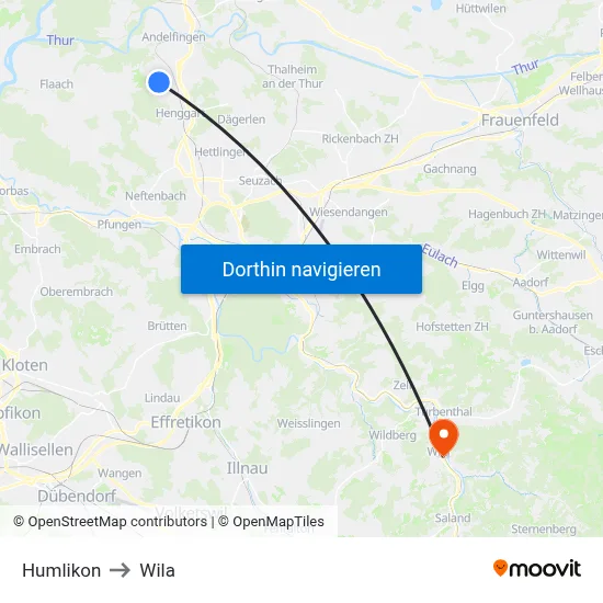 Humlikon to Wila map