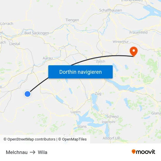 Melchnau to Wila map