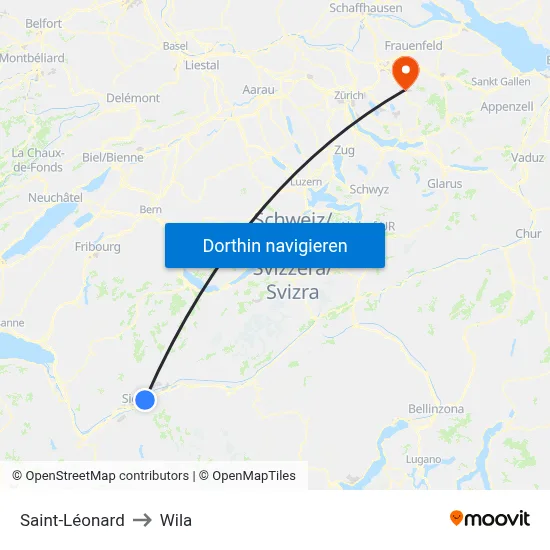 Saint-Léonard to Wila map